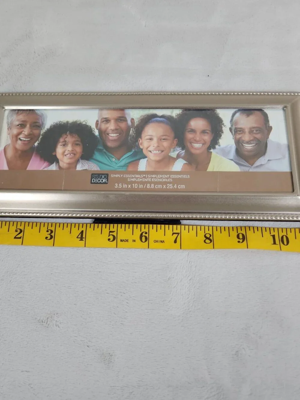 Picture Frame 3.5 in x 10 in Brushed Gold Tone Lot of 2 Frames Stand or Hang